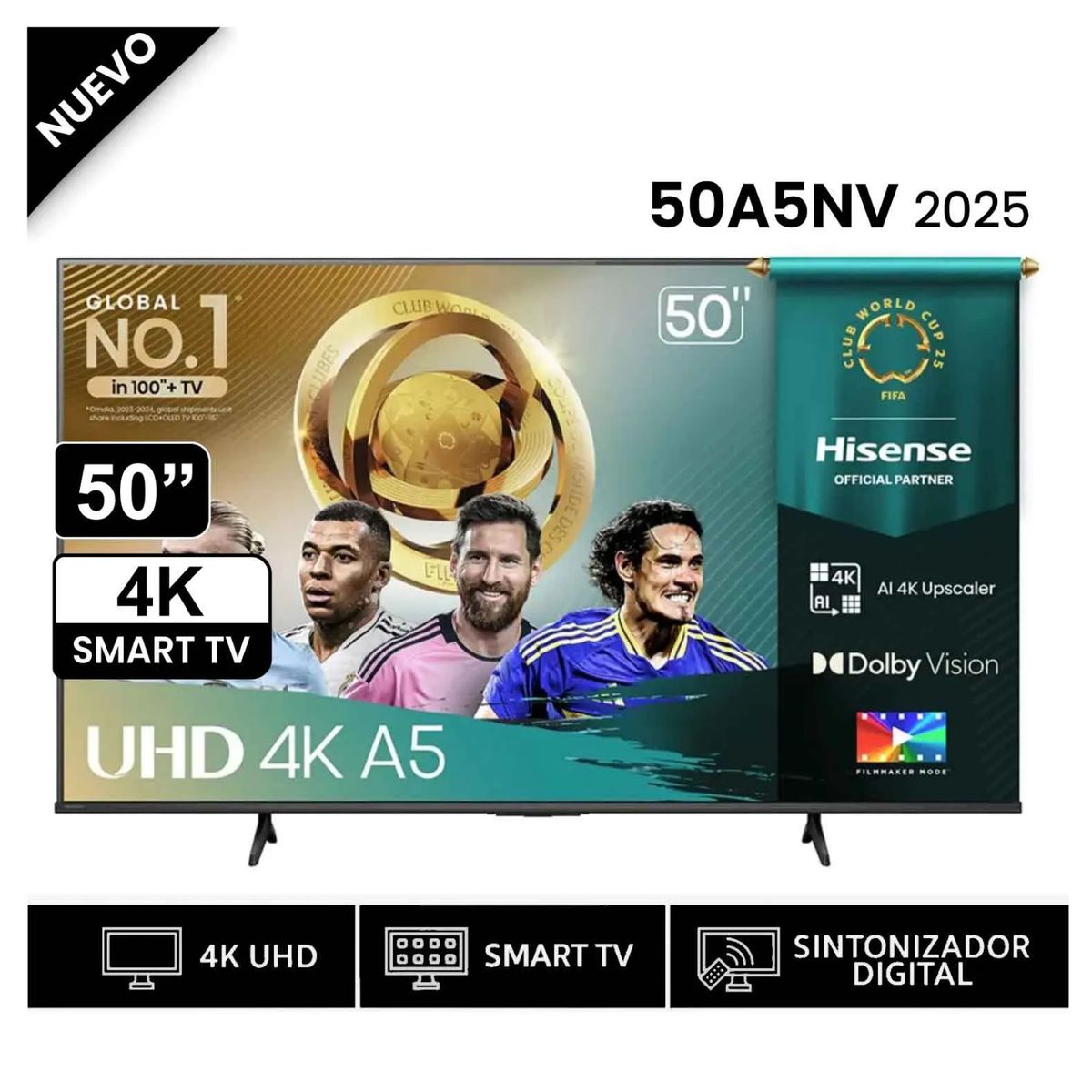 HISENSE - Televisor Hisense Led 50 Smart UHD 4K VIDAA 50A5NV 2025