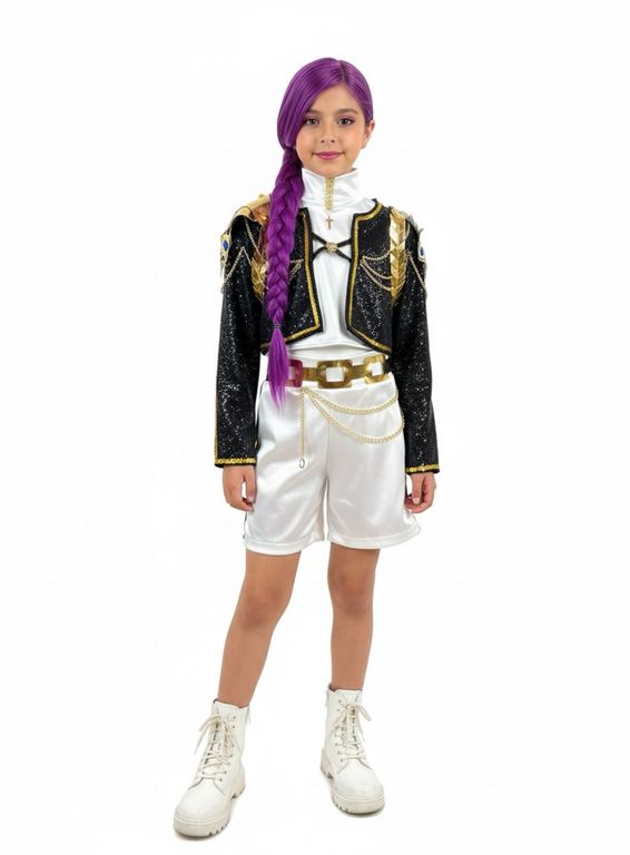 Disfraz Cosplay De Demon Hunter Para Niña | Conjunto De Ropa De Escenario Con Leggins Y Top | Ideal Para Halloween, Carnaval Y Fiestas Temáticas