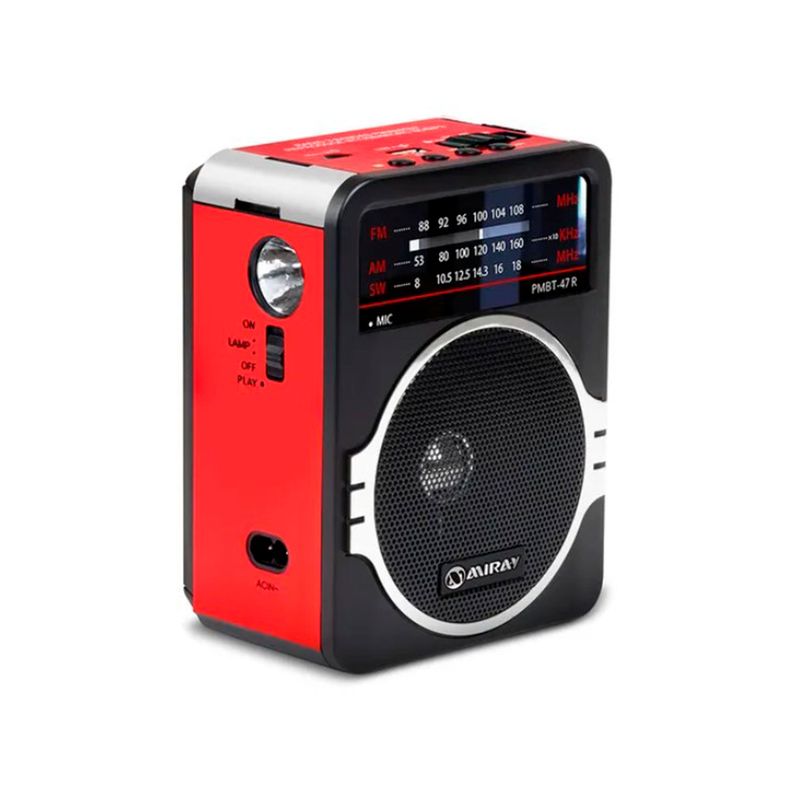 MIRAY - PARLANTE PORTÁTIL MIRAY BLUETOOTH USB RADIO FM-AM-SW ROJO PN PMBT-47R