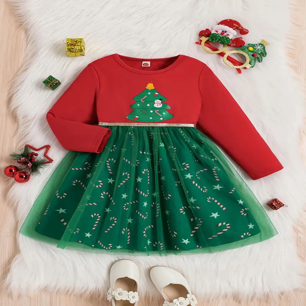 GENERICO - VESTIDO NAVIDAD DE NIÑA BEBE - NAVIDEÑO