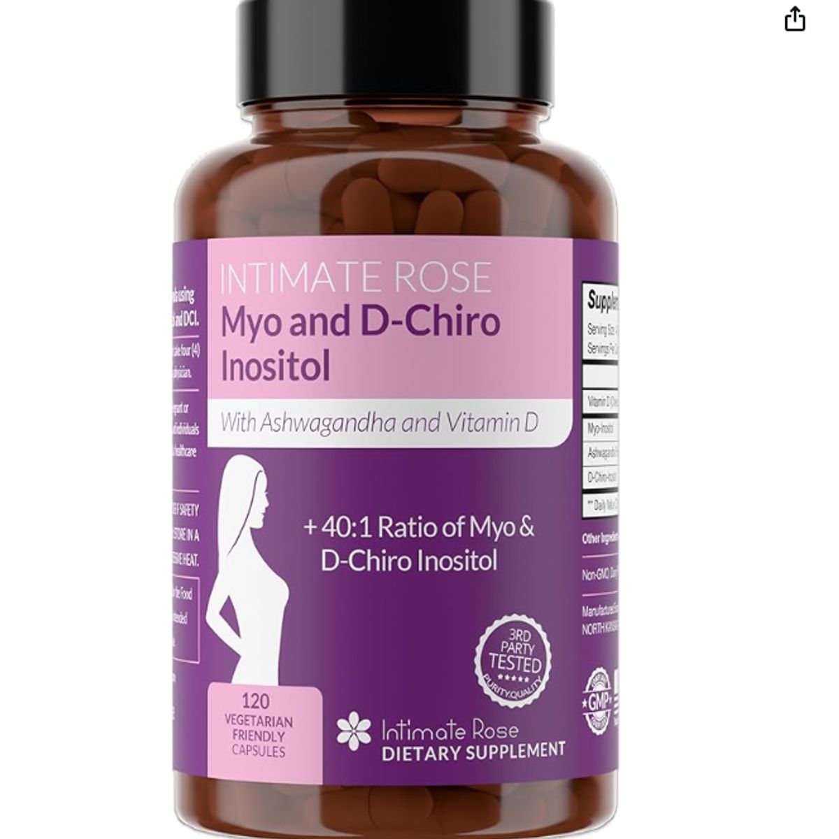 GENERICO - Myo & D-chiro Inositol + Ashwagandha y Vit D 120 Cap - Intimate Rose
