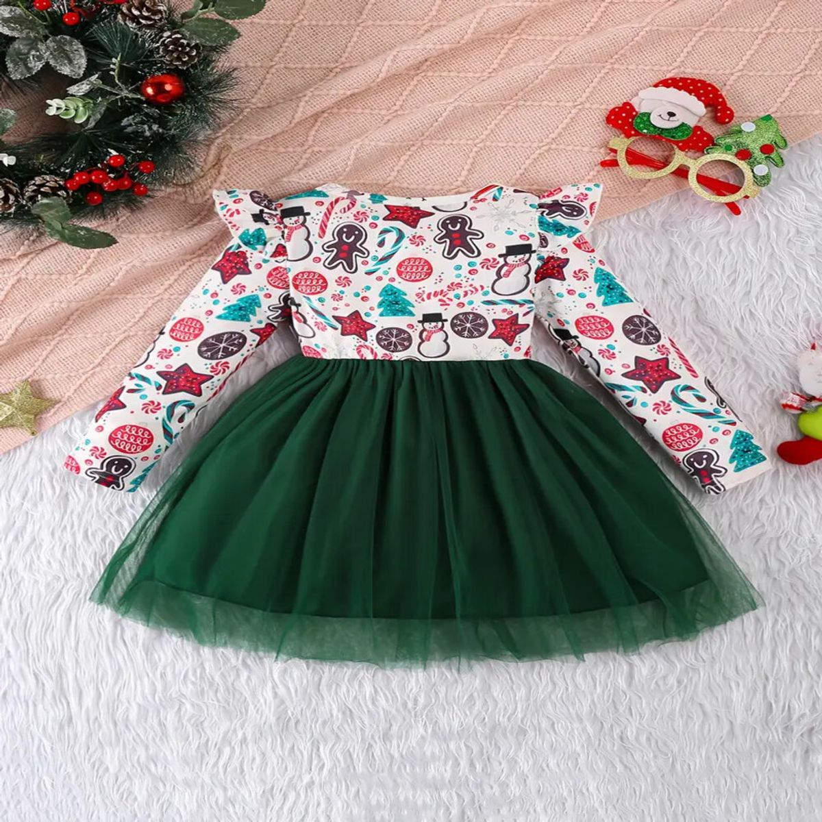 GENERICO - VESTIDO NAVIDAD DE NIÑA BEBE - NAVIDEÑO