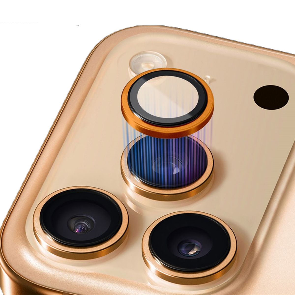 GENERICO - Protector de Cámara Individual Compatible con iPhone 17 Pro Max - Naranja