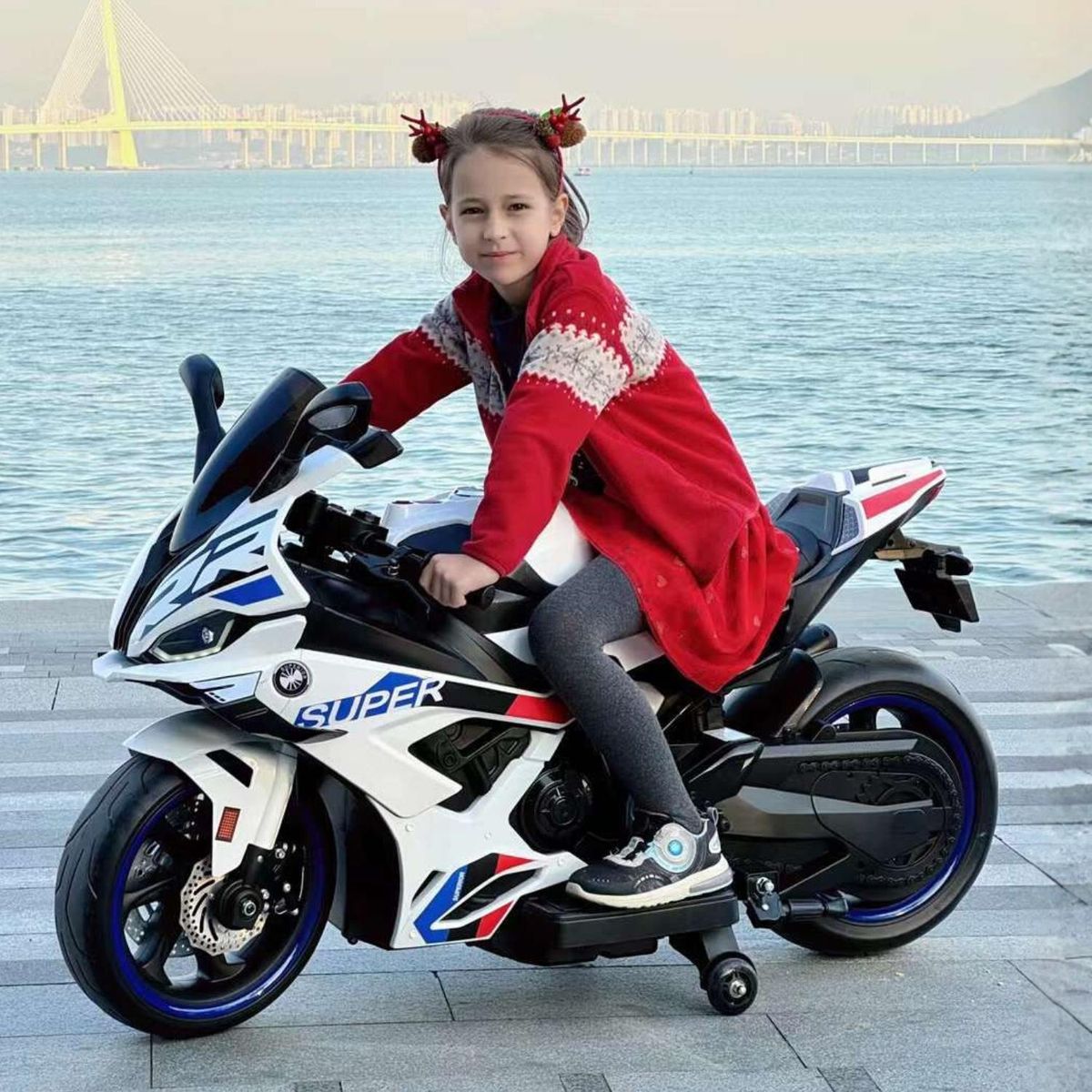 GENERICO - Moto a Batería SUPER RUNNER 12 Volt. BLANCO