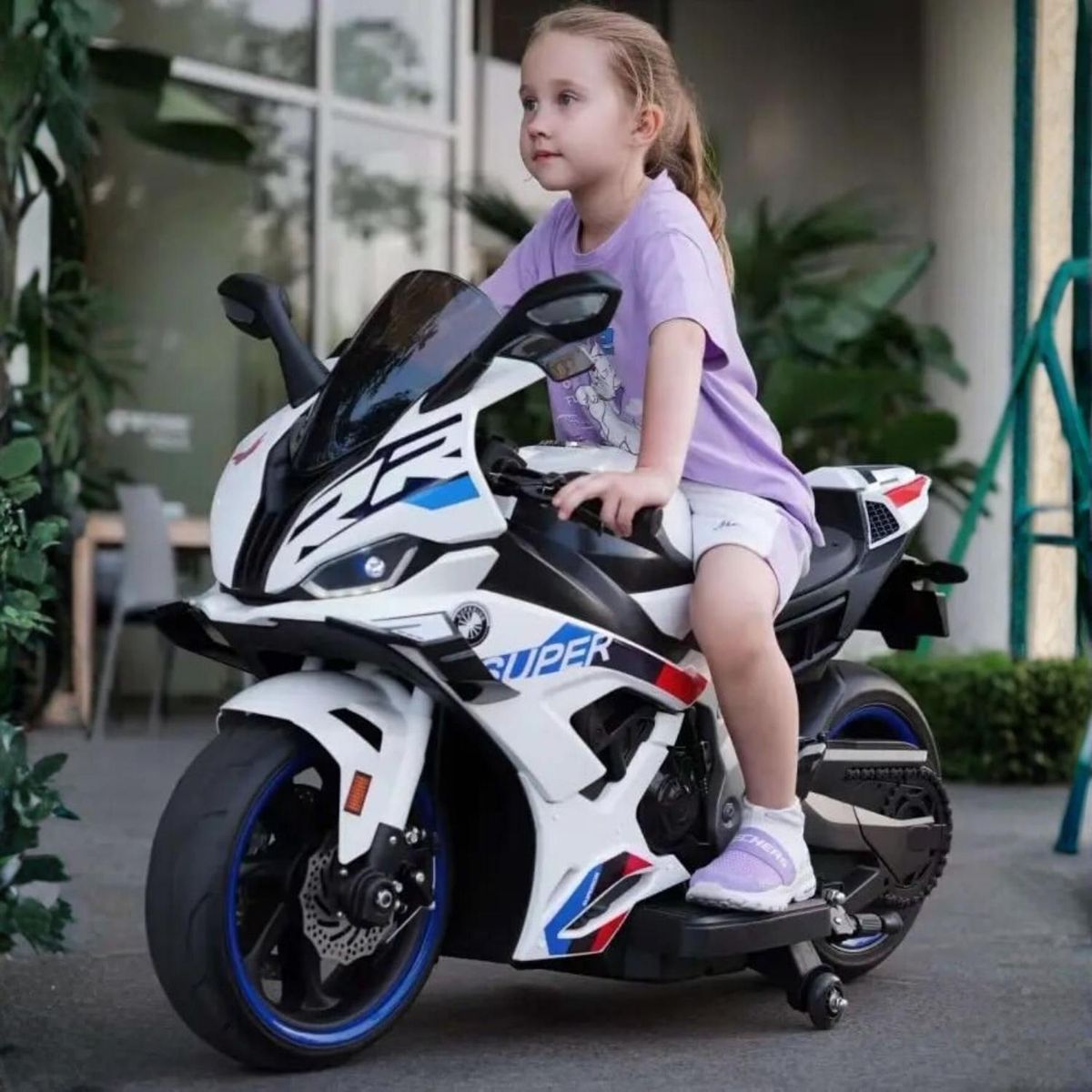 GENERICO - Moto a Batería SUPER RUNNER 12 Volt. BLANCO