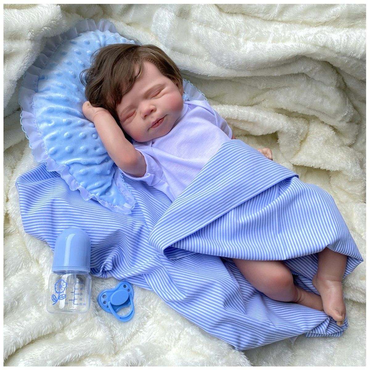 PEQUEÑAS TRAVESURAS - Muñeca Reborn Recién Nacido Pascal Vinilo Siliconado 55 cm