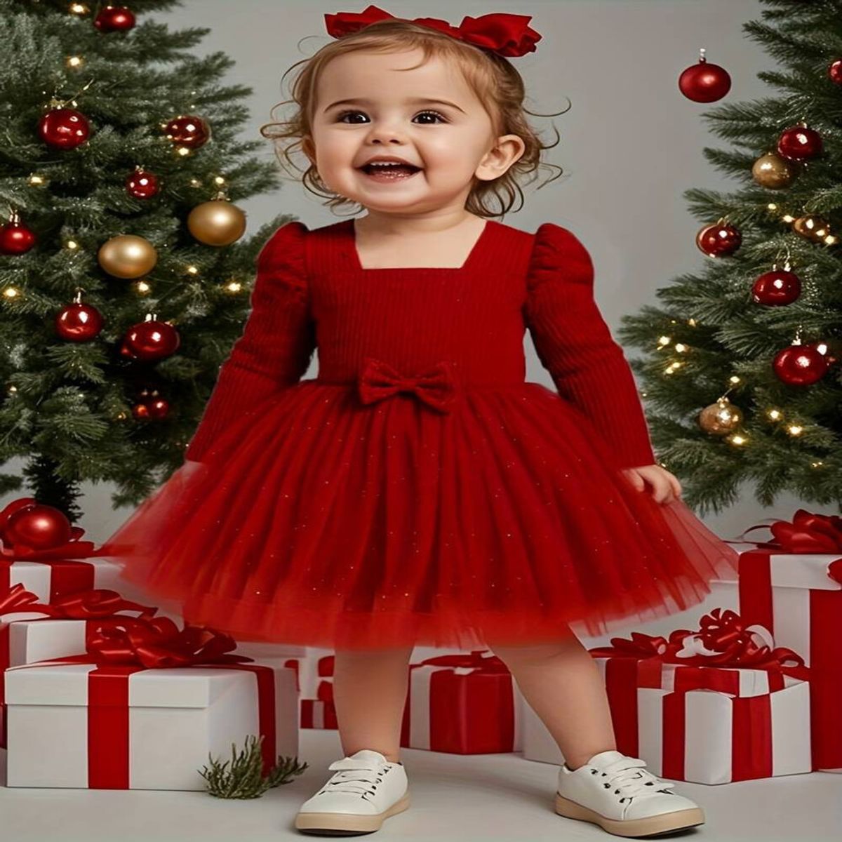 GENERICO - VESTIDO PARA NIÑA NAVIDAD- FIESTA NAVIDEÑA