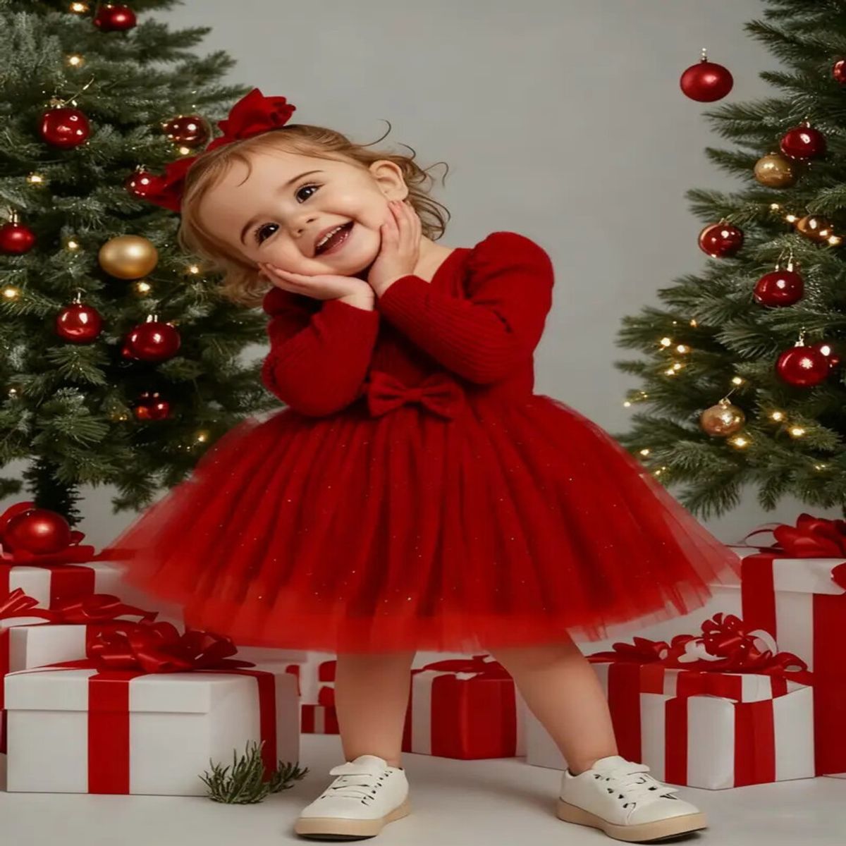 GENERICO - VESTIDO PARA NIÑA NAVIDAD- FIESTA NAVIDEÑA