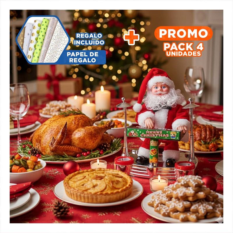 ANIMALIA - Pack4 Santa con Piano Musical para Regalo Y+Papel de Regalo