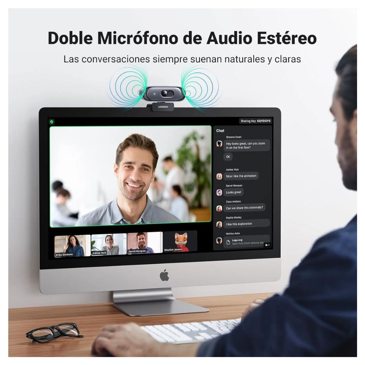 UGREEN - Camara Web UGREEN Webcam 2K 30FPS con Micrófono Dual y Enfoque Automático