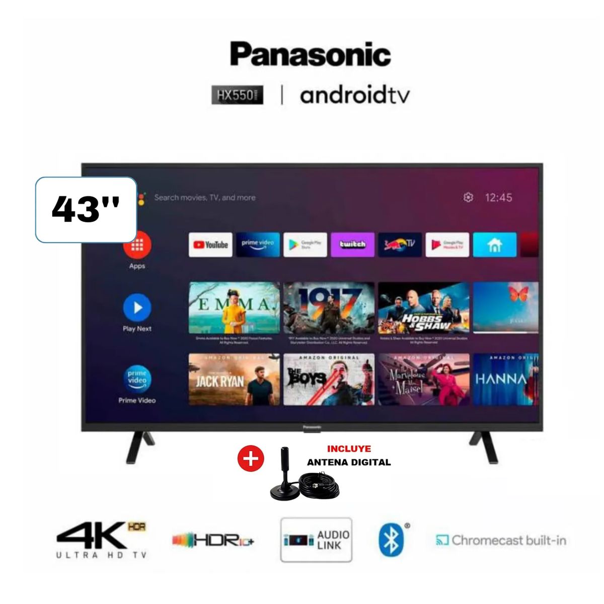 PANASONIC - TV 43 PANASONIC - TC-43HX550P 4K UHD Smart + Antena Digital