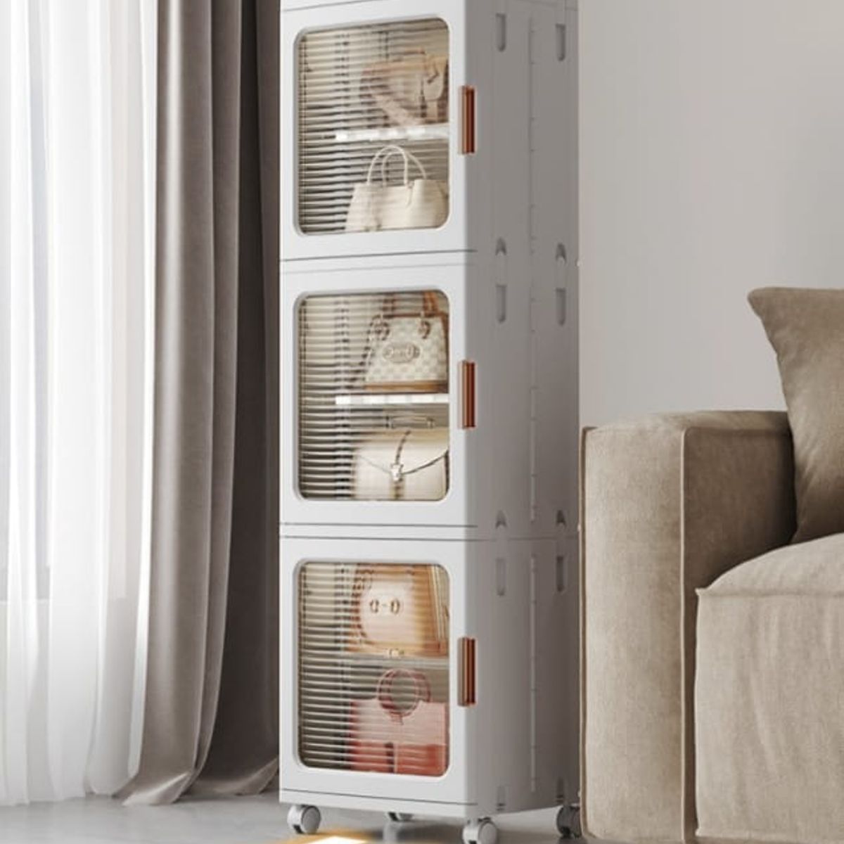 GENERICO - Organizador Multifuncional con Ruedas y Puerta Frontal Transparente