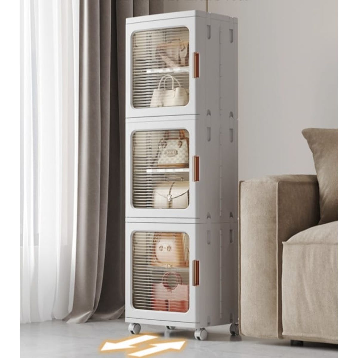 GENERICO - Organizador Multifuncional con Ruedas y Puerta Frontal Transparente