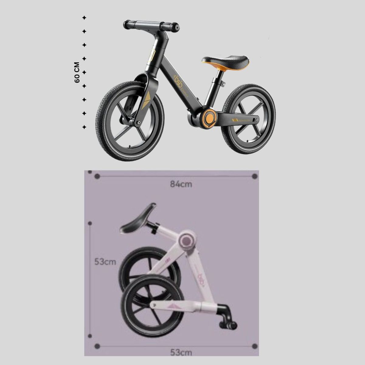 GENERICO - Bicicleta Balance Plegable Para Niños Negro