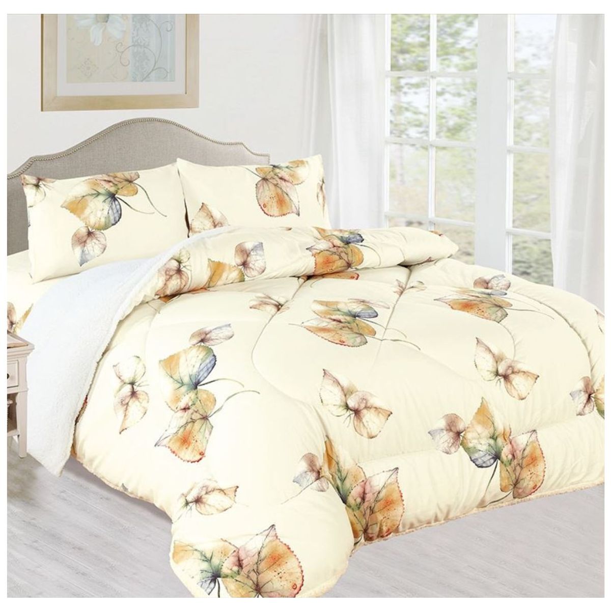 CASATEX - EDREDÓN ACOLCHADO CON SHERPA 100%  ALGODÓN 3 PLZ (KING SIZE)