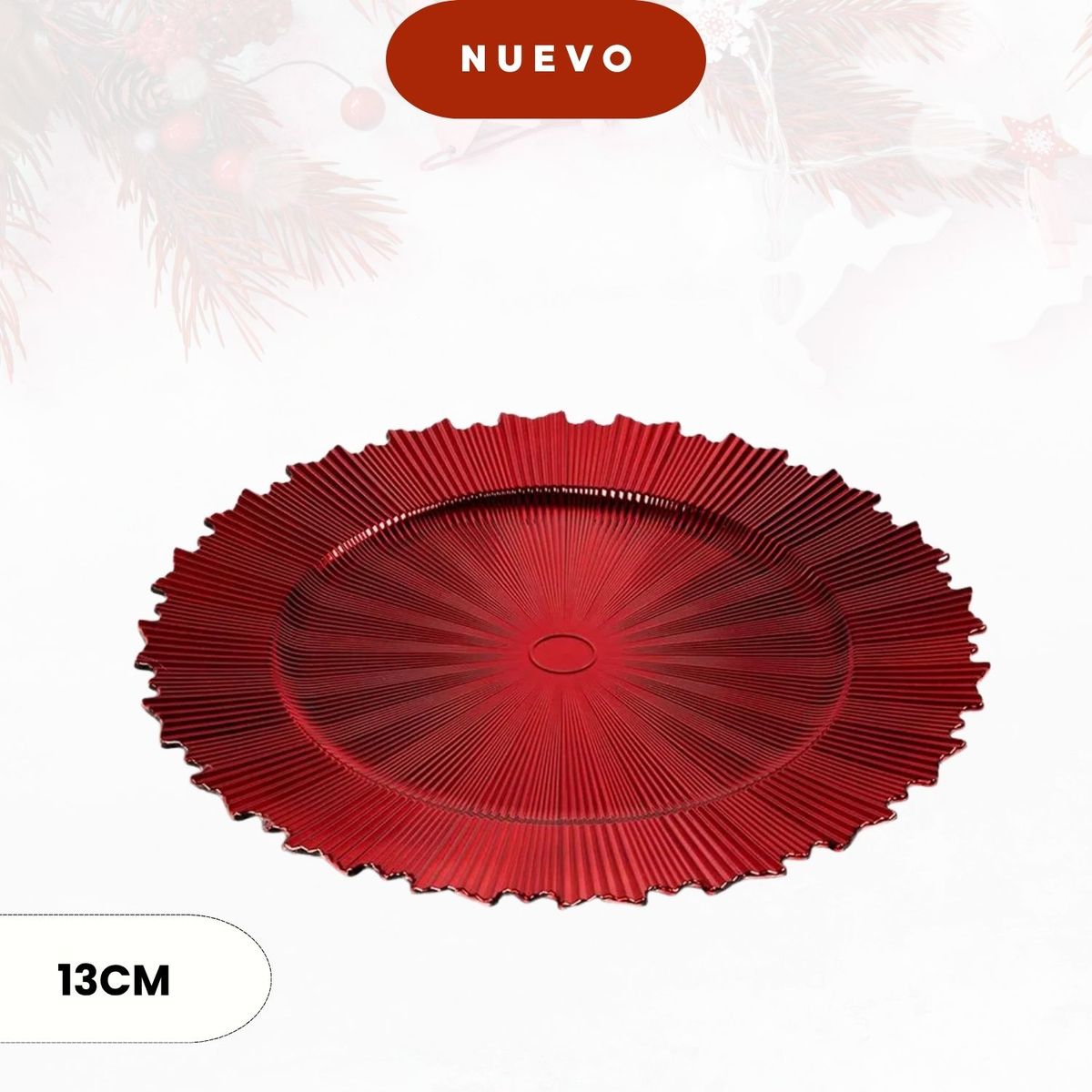 ICHIMATSU - Plato base de Plástico Navidad Sol Rojo 33 cm (13”) X6Unid.