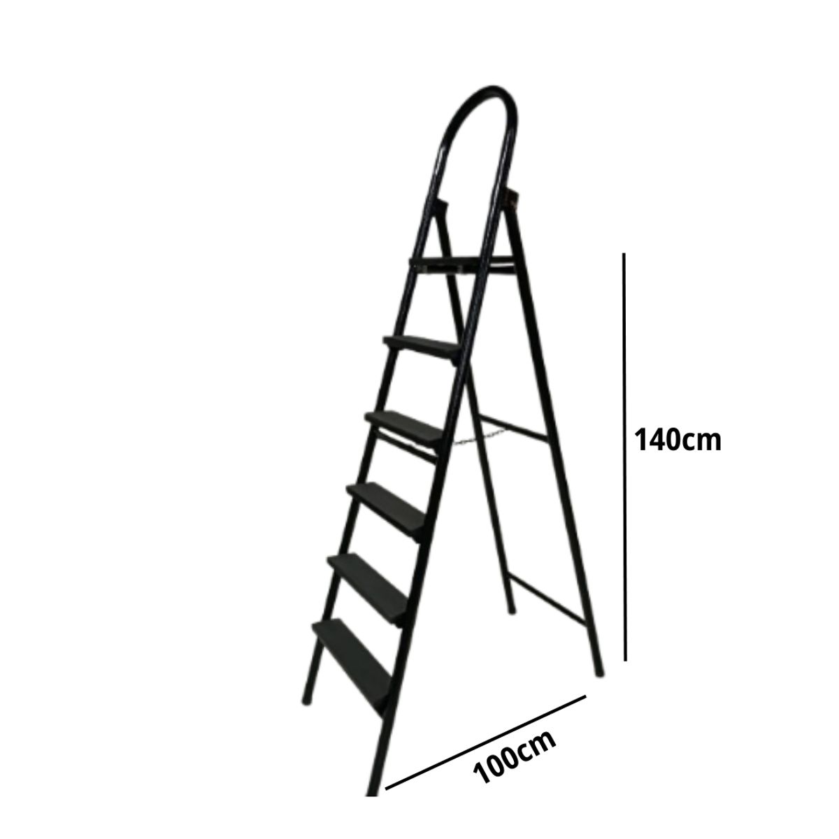 ATAHUALPA - Escalera Metálica de 6 pasos Negro
