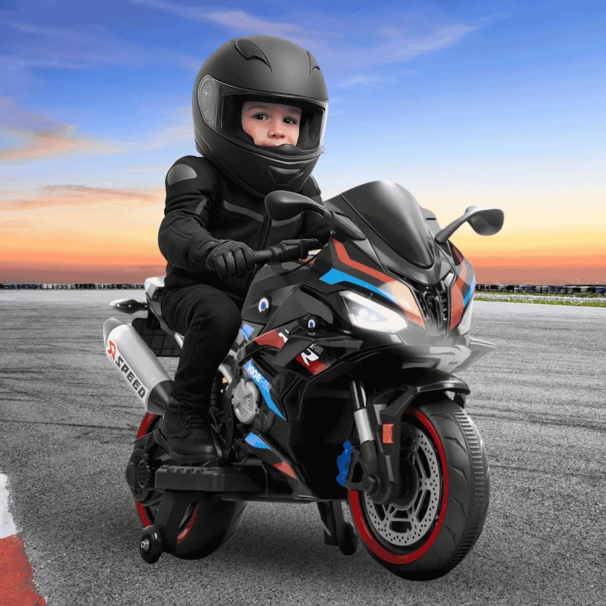 GENERICO - Moto a Batería Para Niños y Niñas BMW S1000RR 12 VOLT. NEGRO