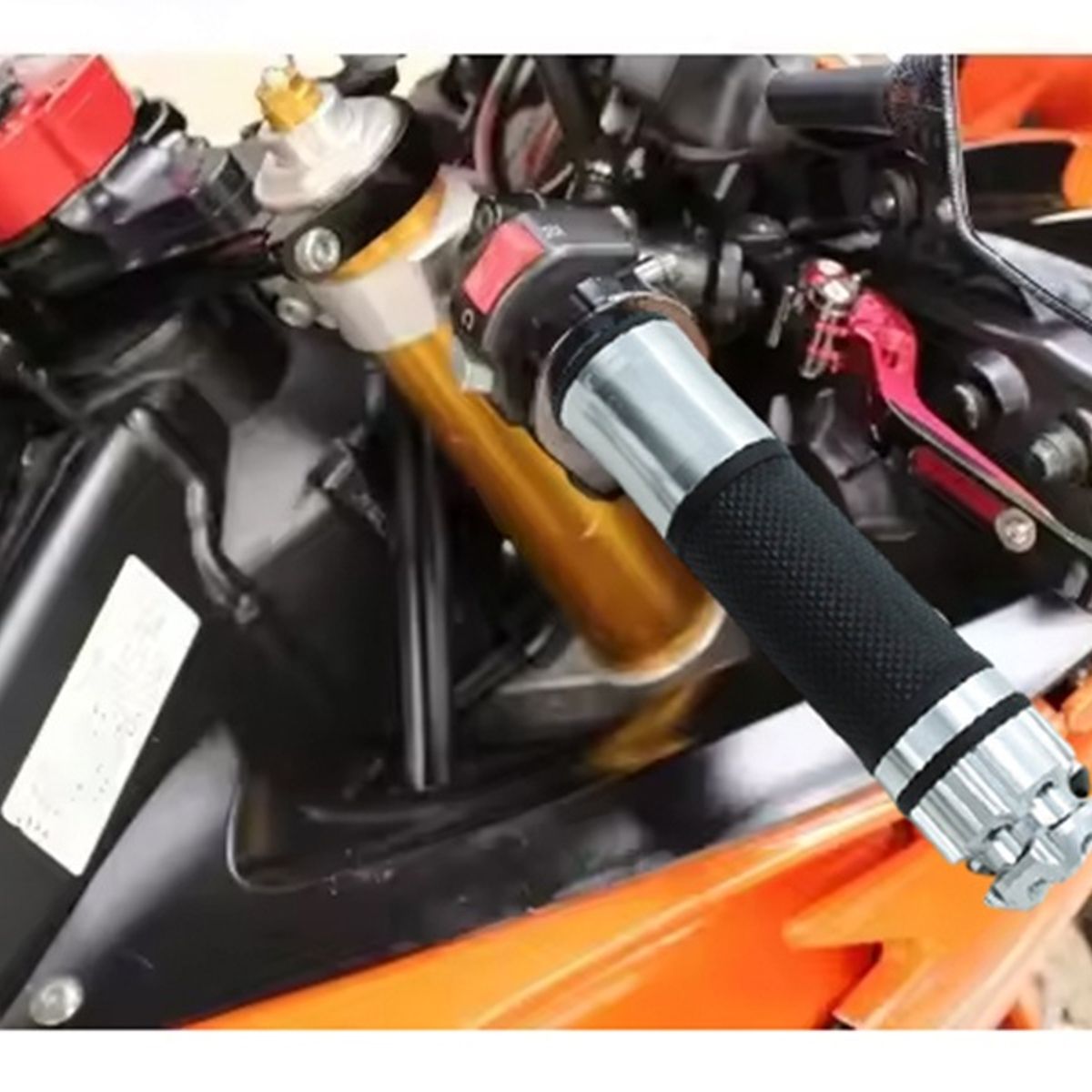 JET - Puños de Manubrio para Moto VIA-REX Aluminio y Goma Antideslizante