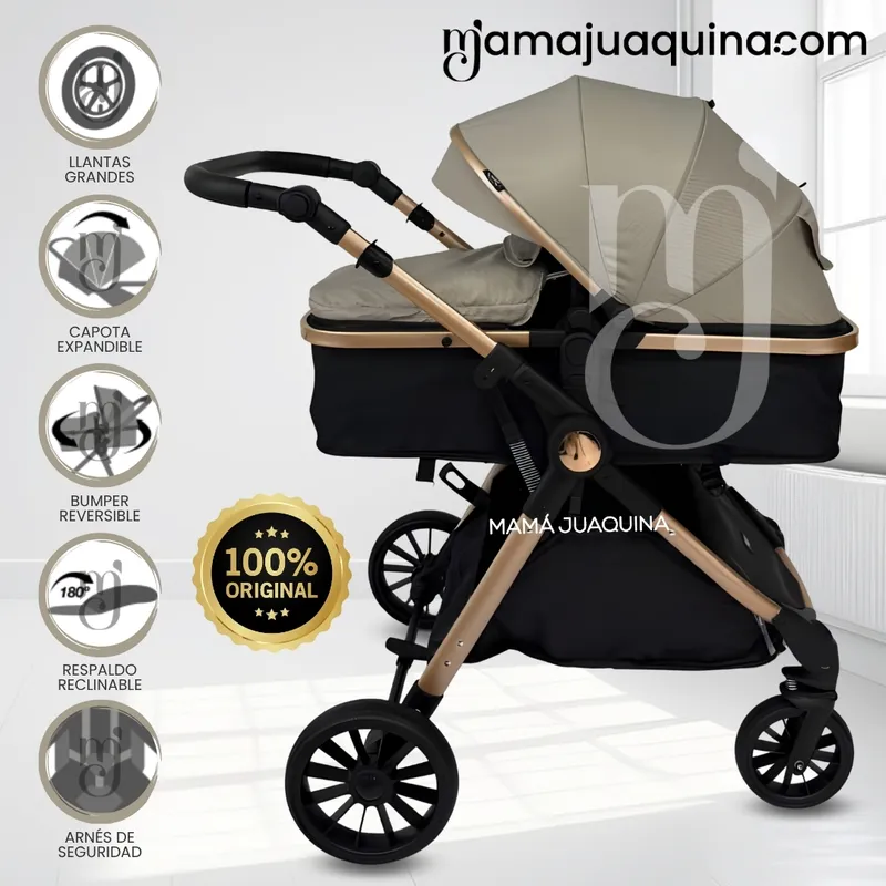 BABY - Coche Moisés Travel System «THORNE» de Lujo Beige