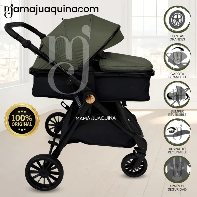 BABY - Coche Moisés Travel System «LINDSAY» de Lujo Green
