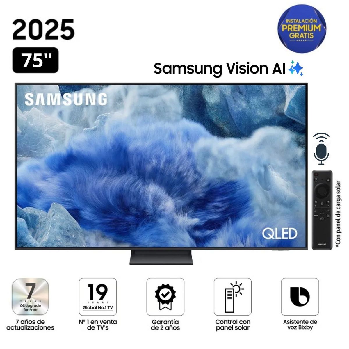 SAMSUNG - Televisor Samsung QLED 75" Visión AI Smart TV QN75Q8FAAGXPE - Nuevo 2025