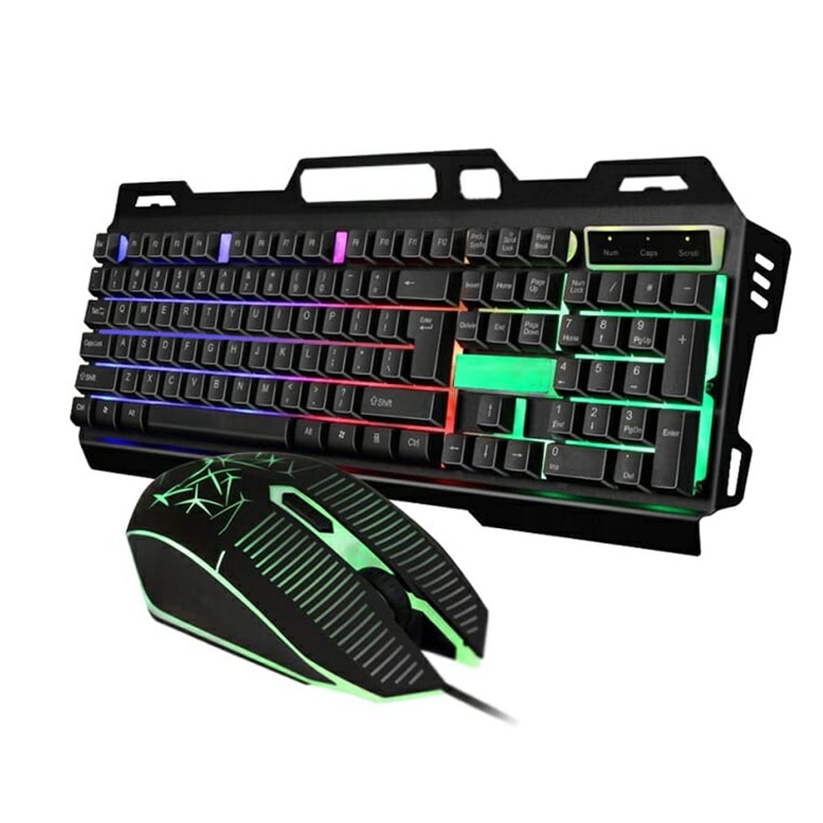SEISA - Kit Combo Gamer Teclado Metálico Mouse RGB con luces para PC