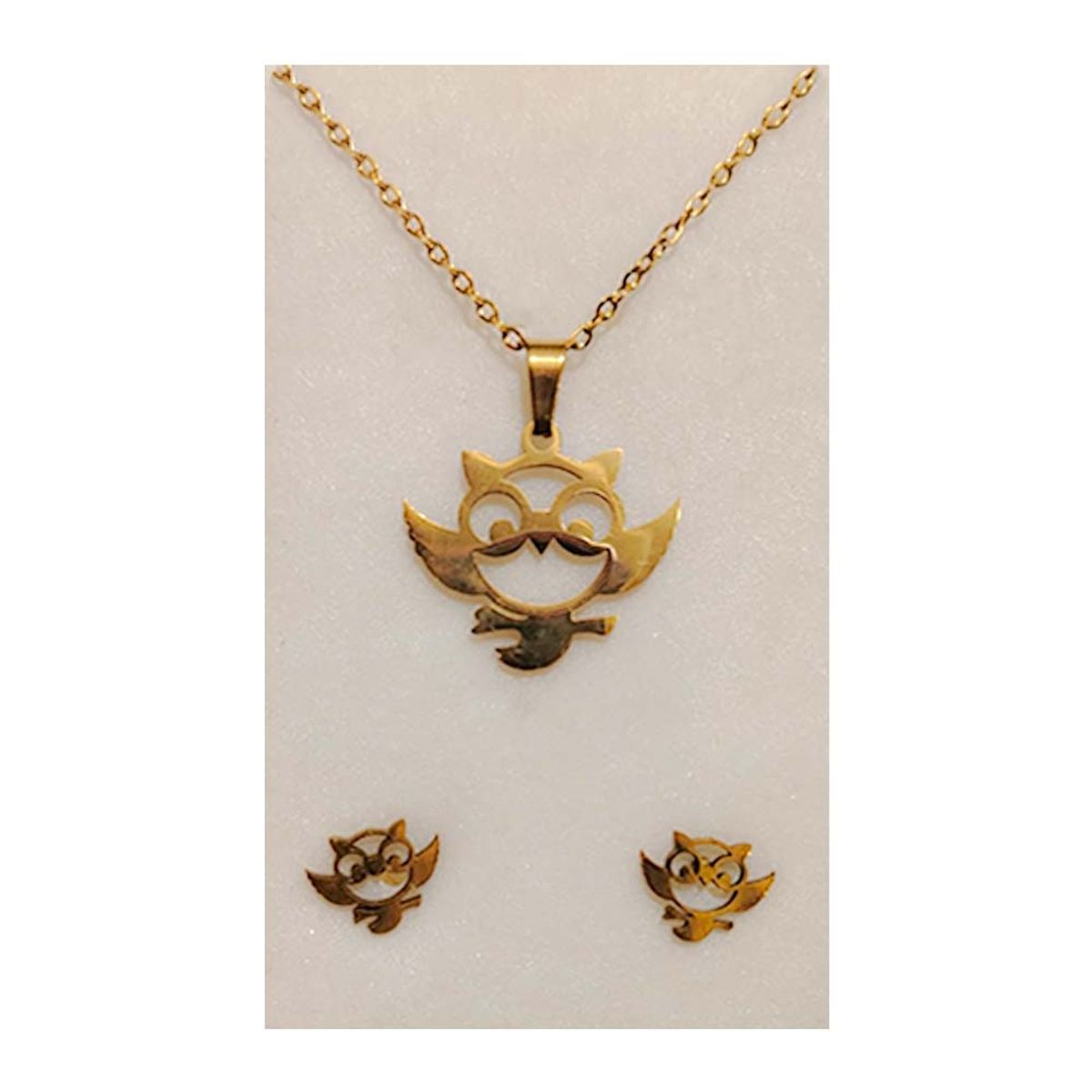 GENERICO - Set Aretes y Collar Buho Dorado