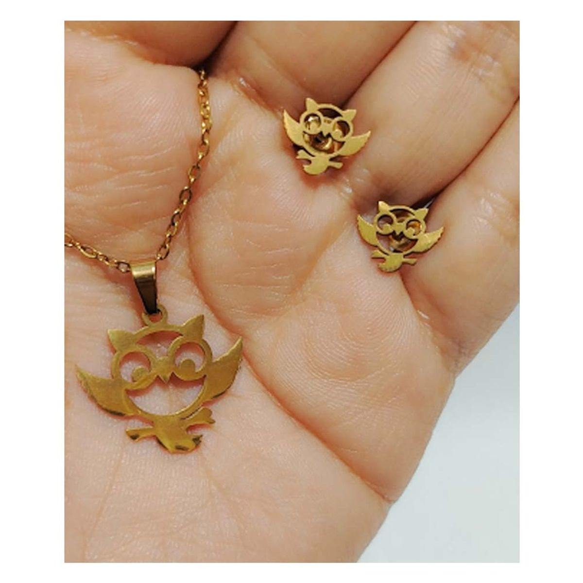 GENERICO - Set Aretes y Collar Buho Dorado