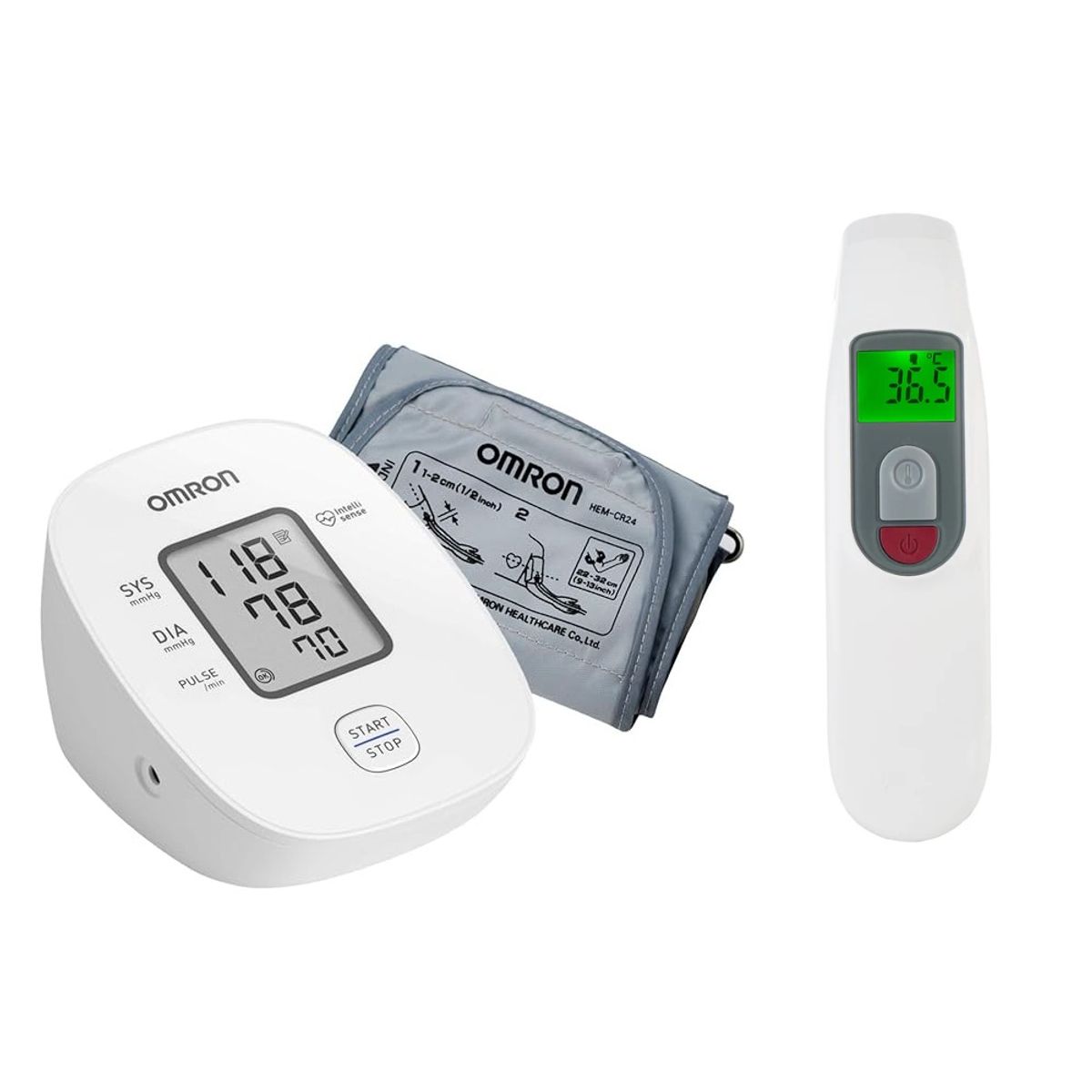 OMRON - Tensiómetro de Brazo Control  HEM7121J+ Reg. Termómetro Infrarrojo A200 Deimel