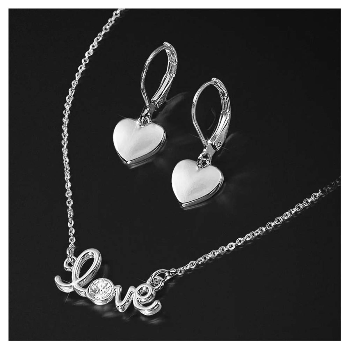 ESIKA - Set Aretes Colgantes y Collar Loving Silver Esika Finart Original