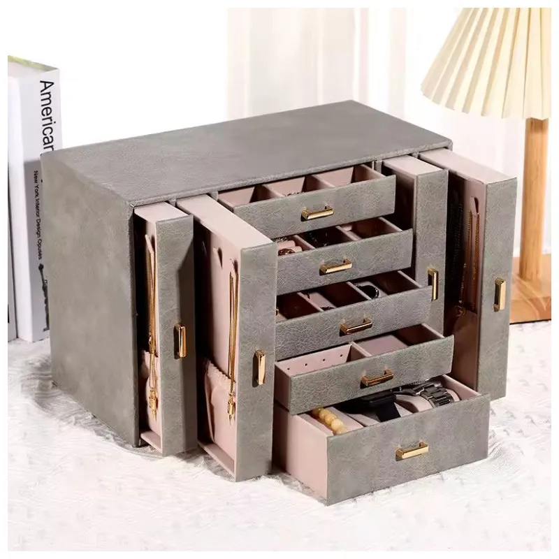 GENERICO - Joyero Grande de 7 Capas PU Organizador de Joyas de 7 Niveles