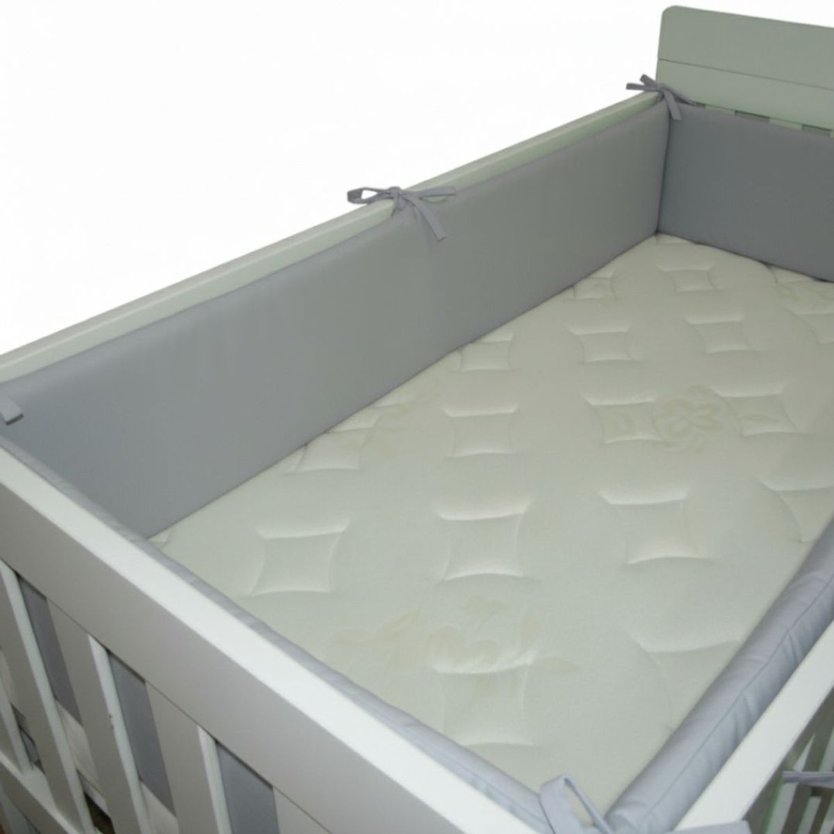 GENERICO - Protectores Laterales Parachoques de cama cuna Montessori 1.5 plazas- Diseño Plomo - 4 Piezas