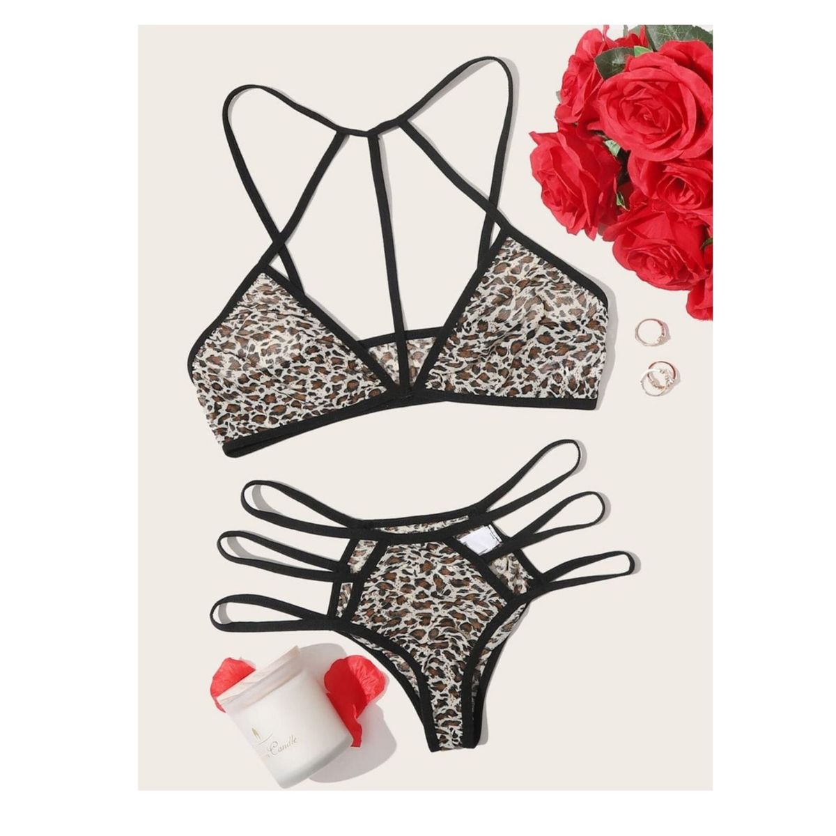 GENERICO - Conjunto de Lencería “Wild Passion”  Animal Print con Tirantes Decorativos y Corte Sensual