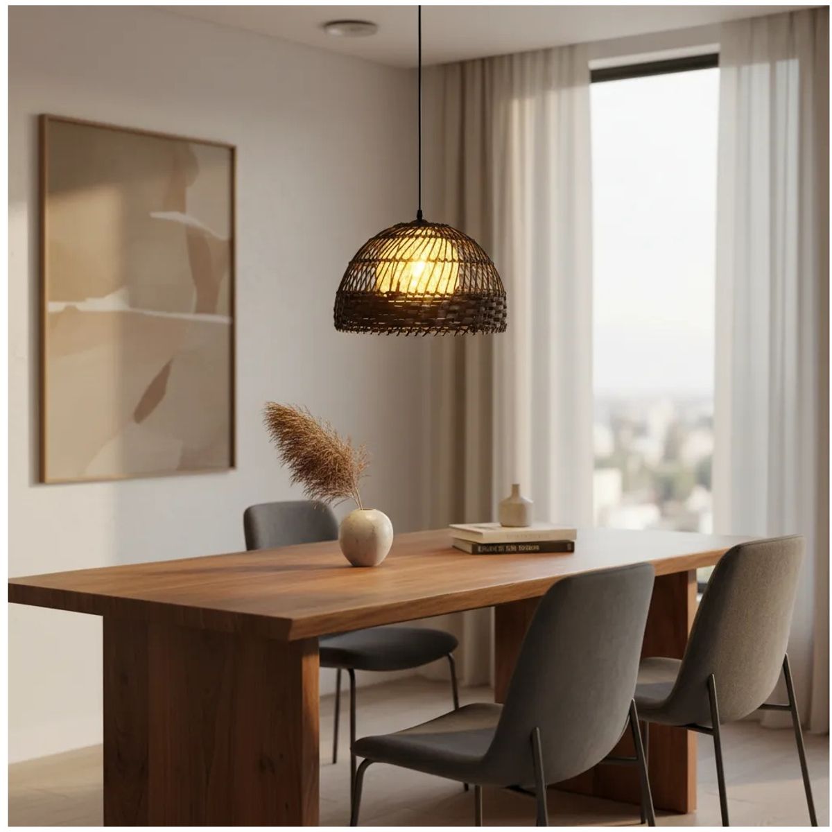 GENERICO - Lampara de techo colgante rustica 35 cm diametro