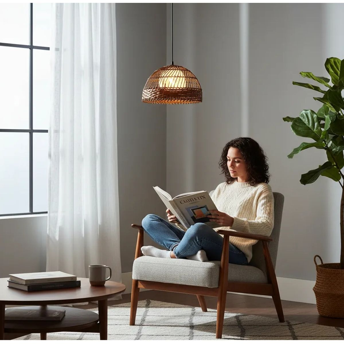 GENERICO - Lampara de techo colgante rustica 35 cm diametro