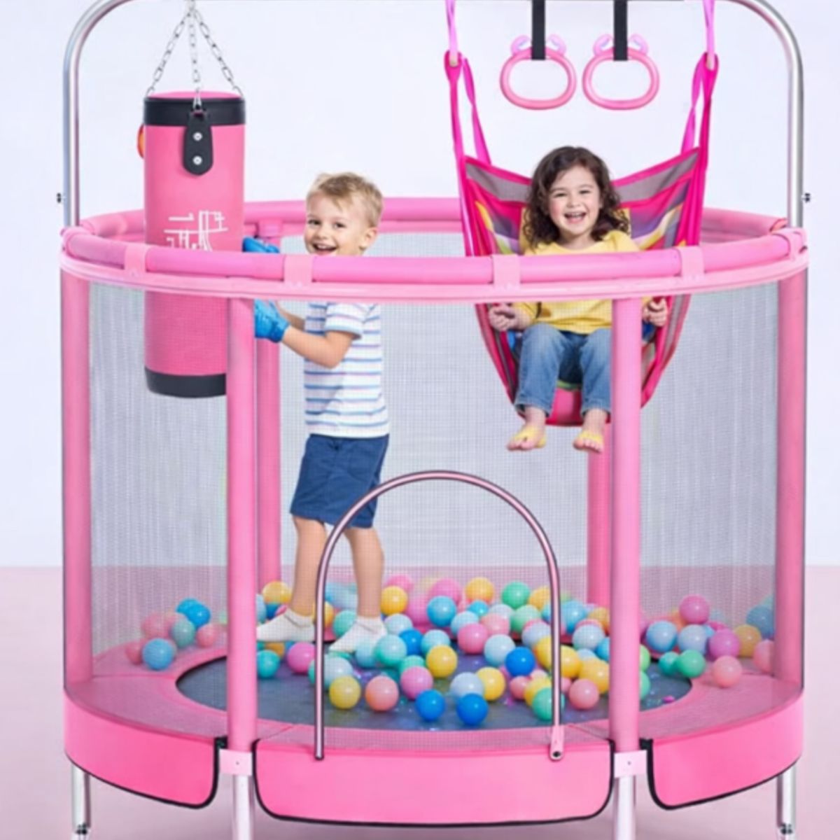 GENERICO - JUEGO CAMA SALTARÍN TRAMPOLÍN ELÁSTICA CON ACCESORIOS PARA JUEGOS COMPLETOS 7 EN 1