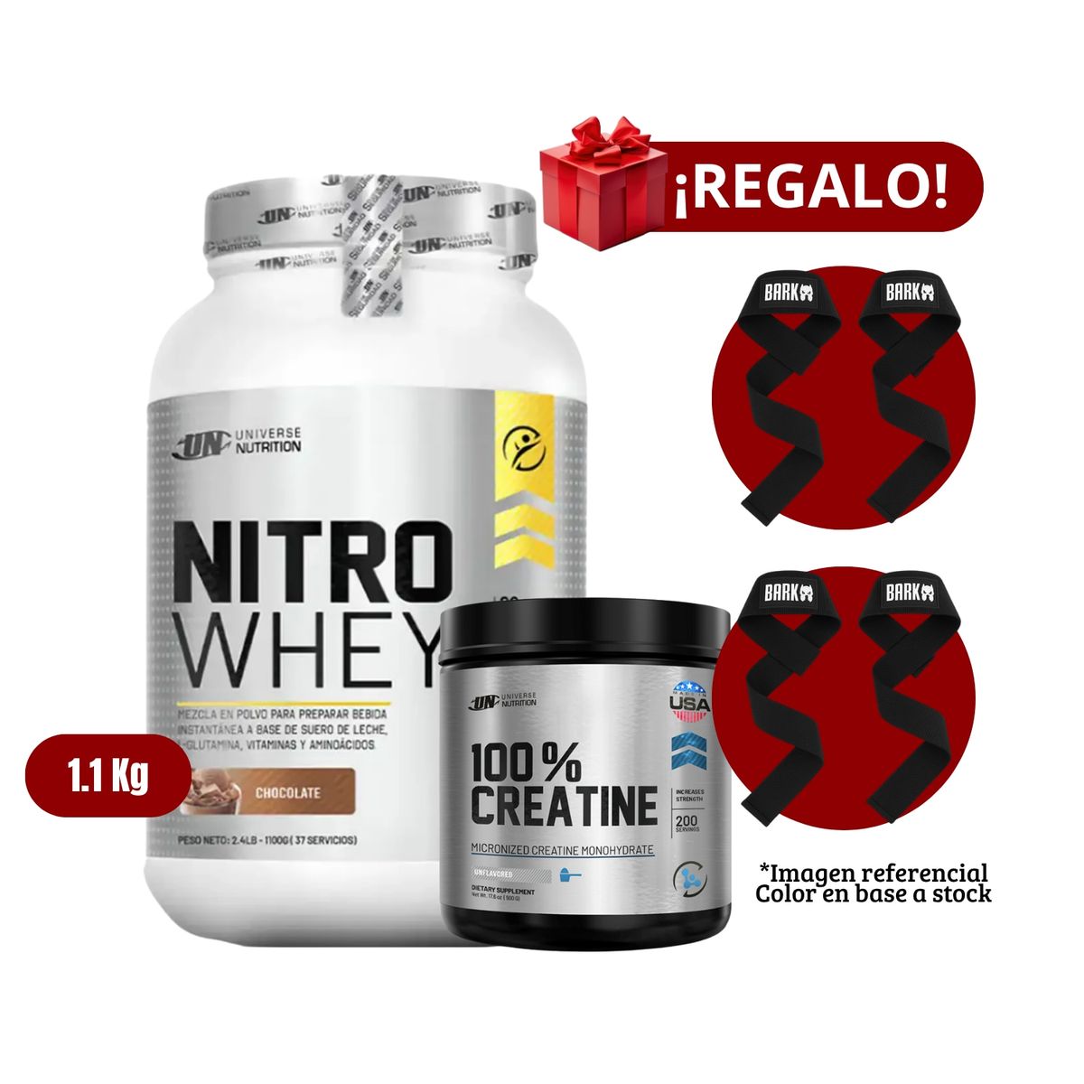 UNIVERSE NUTRITION - Proteína Nitro Whey 11Kg Chocolate+Universe Nutrition 250g+2 Straps