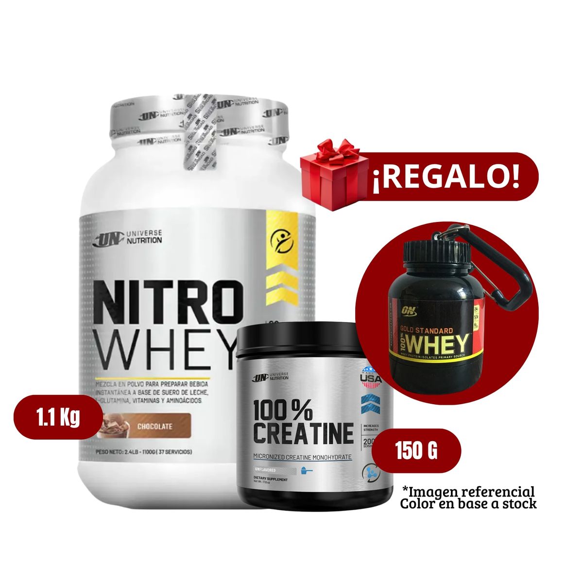UNIVERSE NUTRITION - Nitro Whey 11Kg Chocolate+Universe Nutrition 150g+Portaproteína