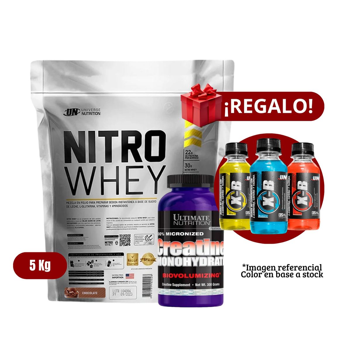 UNIVERSE NUTRITION - Proteína Nitro Whey 5Kg Chocolate+Ultimate Nutrition 300g+XB