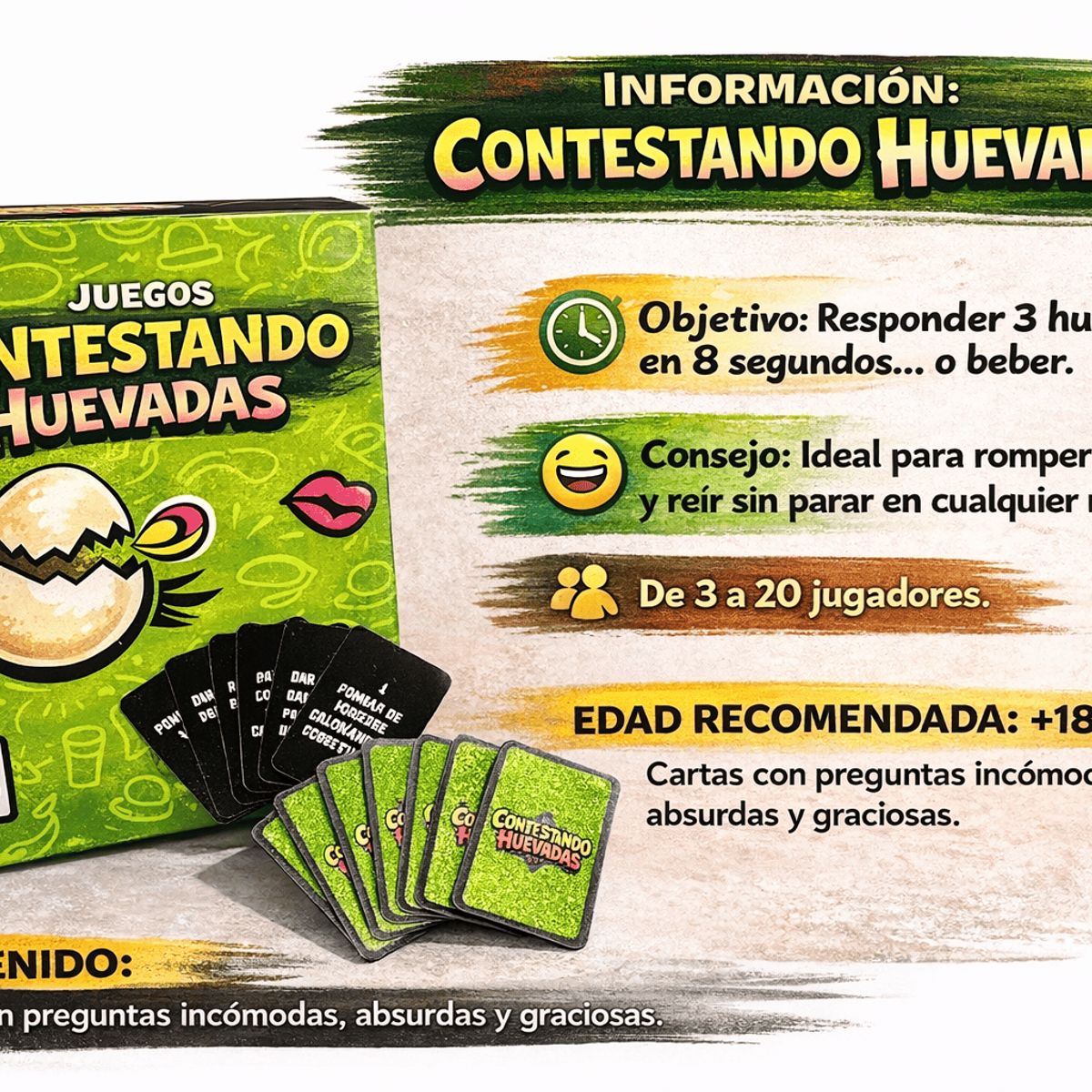 GENERICO - Juego de Cartas para Adultos Contestando Huevadas  Juego de Fiesta Divertido para Amigos y Reuniones