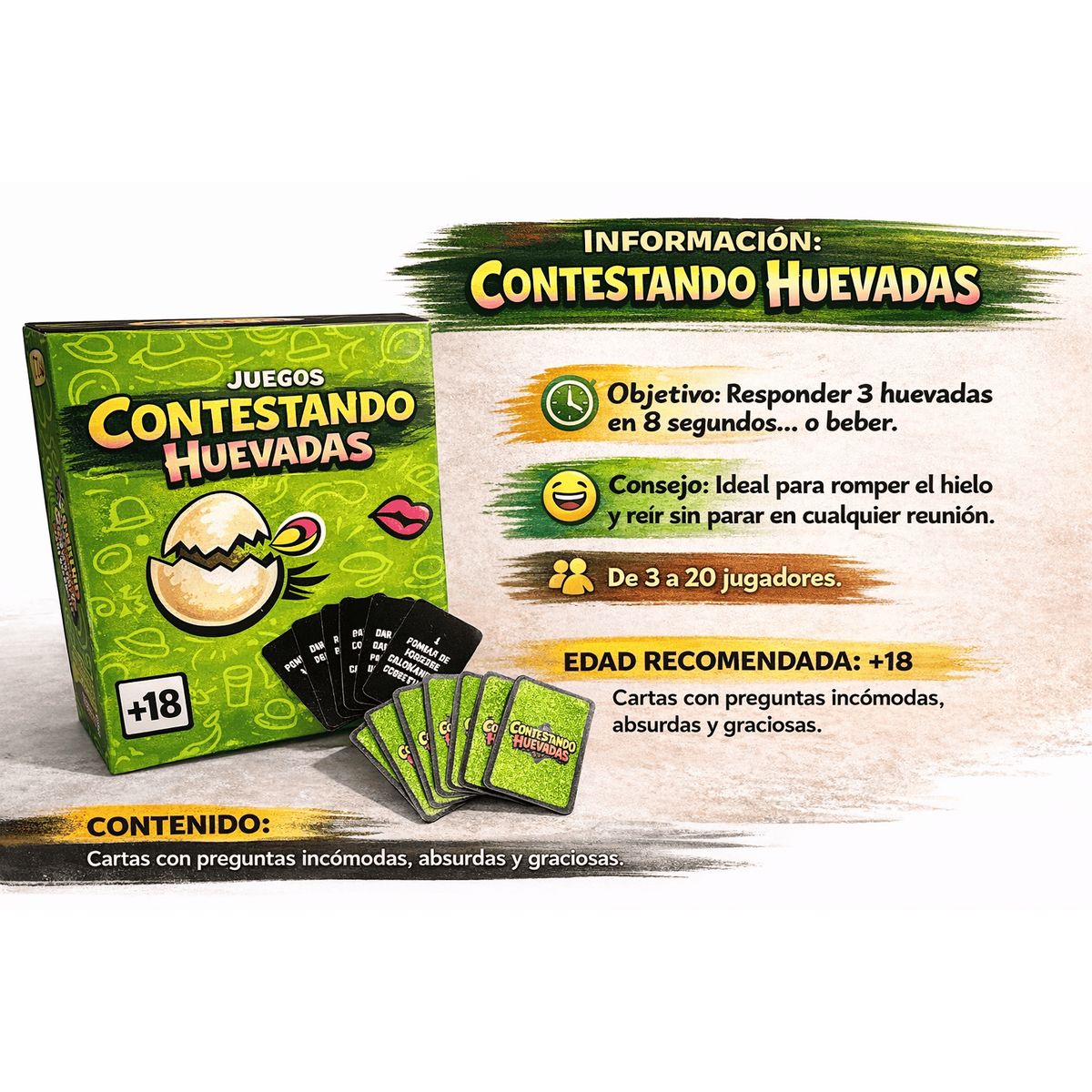 GENERICO - Juego de Cartas para Adultos Contestando Huevadas  Juego de Fiesta Divertido para Amigos y Reuniones