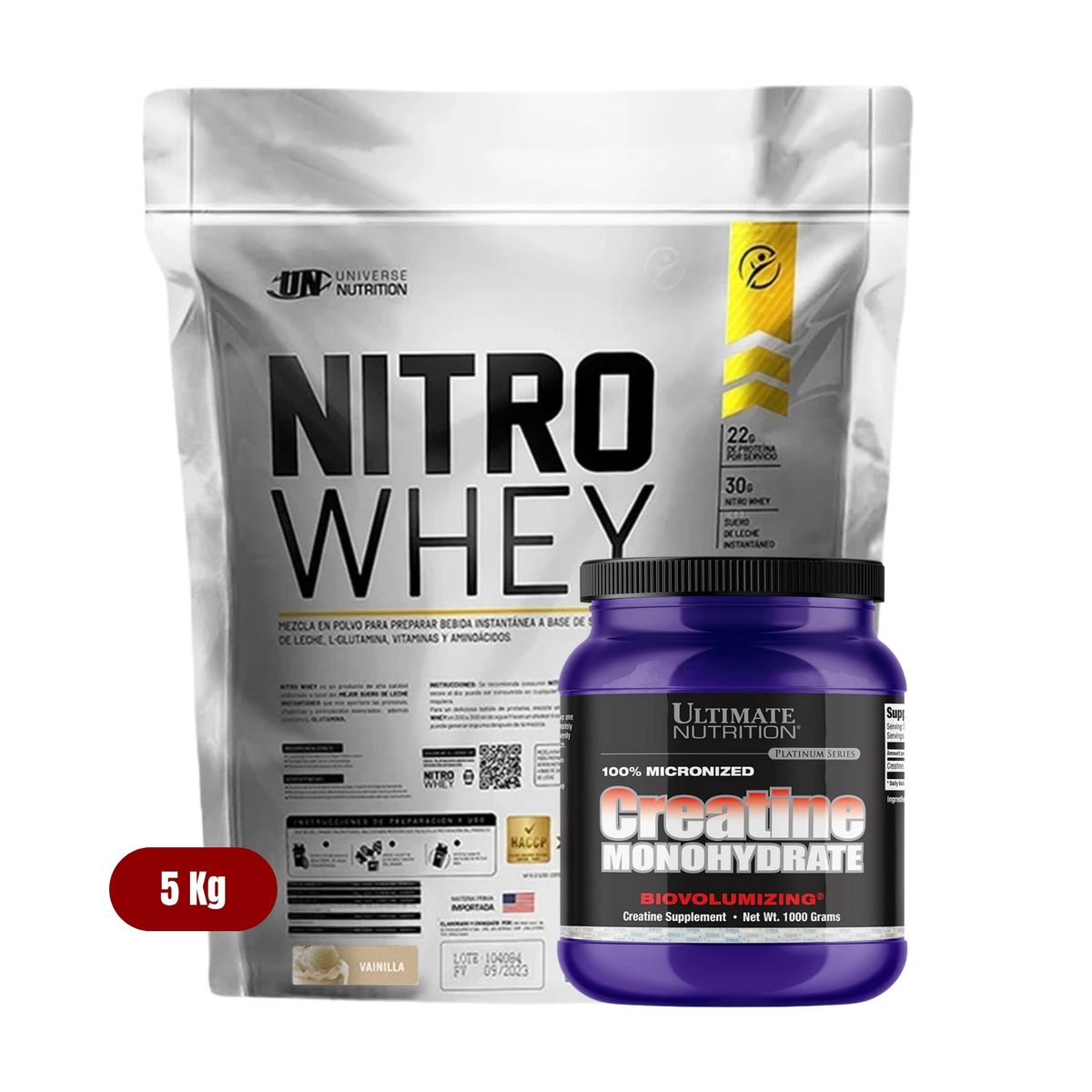 UNIVERSE NUTRITION - Proteína Nitro Whey 5Kg Vainilla+Ultimate Nutrition 1 Kg