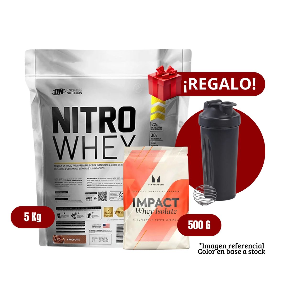 UNIVERSE NUTRITION - Proteína Nitro Whey 5Kg Chocolate+MyProtein 500g+Shaker