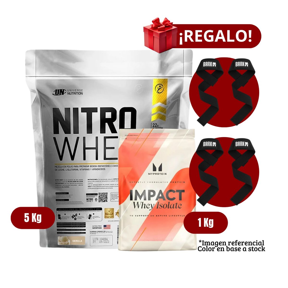 UNIVERSE NUTRITION - Proteína Nitro Whey 5Kg Vainilla+MyProtein 1 Kg+2 Straps