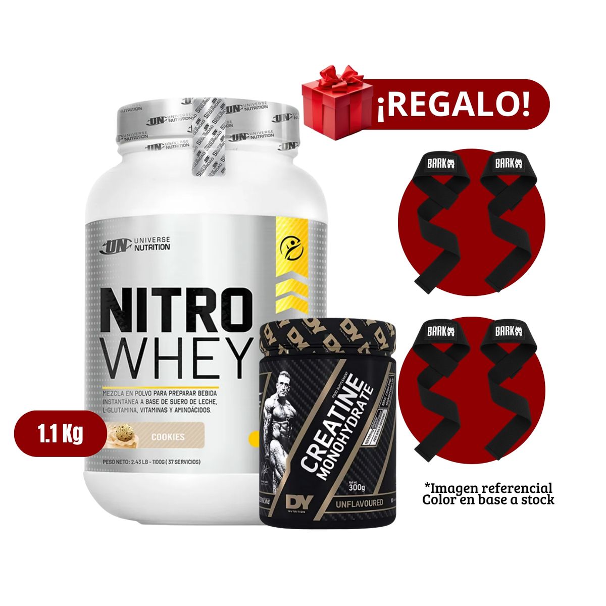 UNIVERSE NUTRITION - Proteína Nitro Whey 11Kg Cookies+Dorian Yates 300g+2 Straps