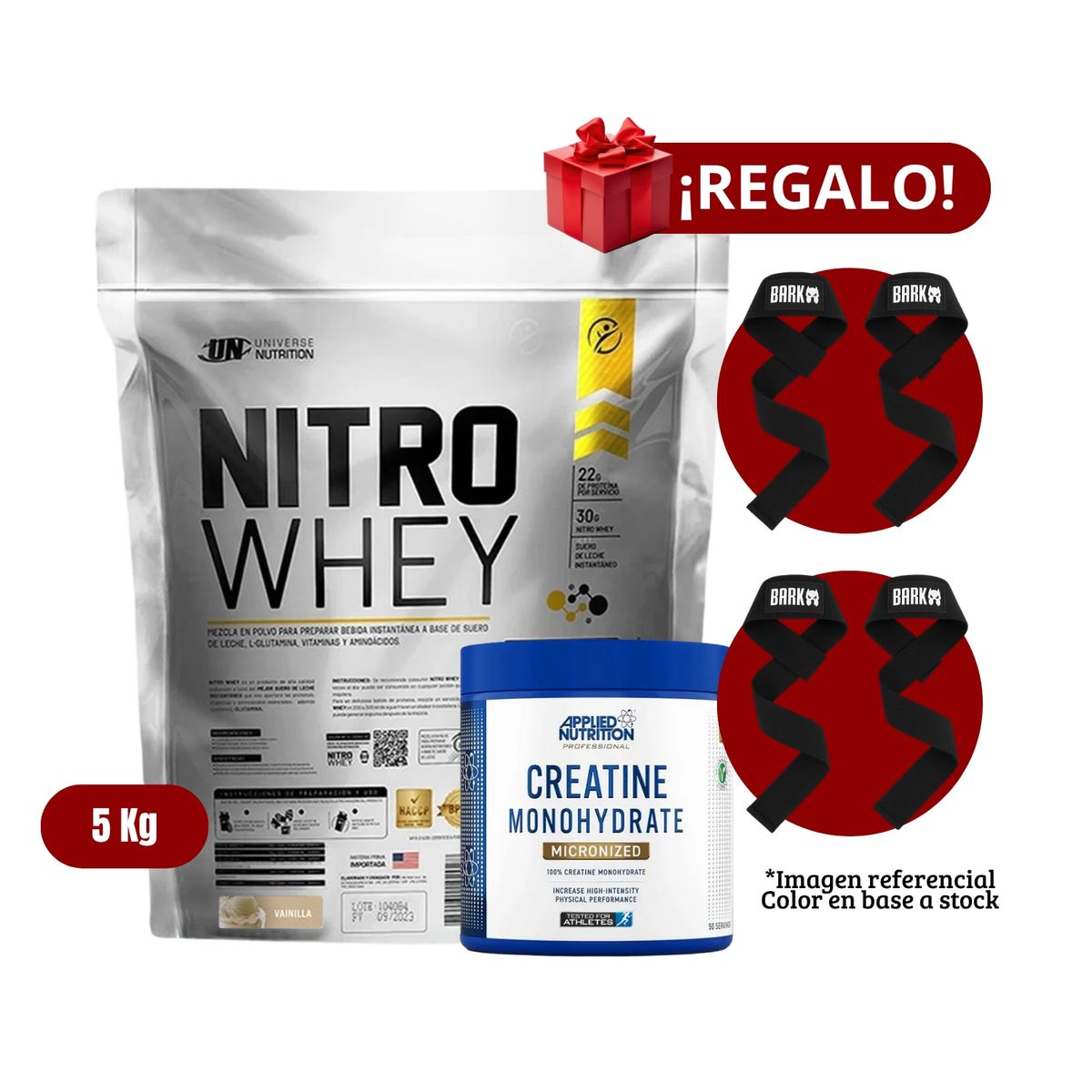UNIVERSE NUTRITION - Proteína Nitro Whey 5Kg Vainilla+Applied Nutrition 250g+2 Straps