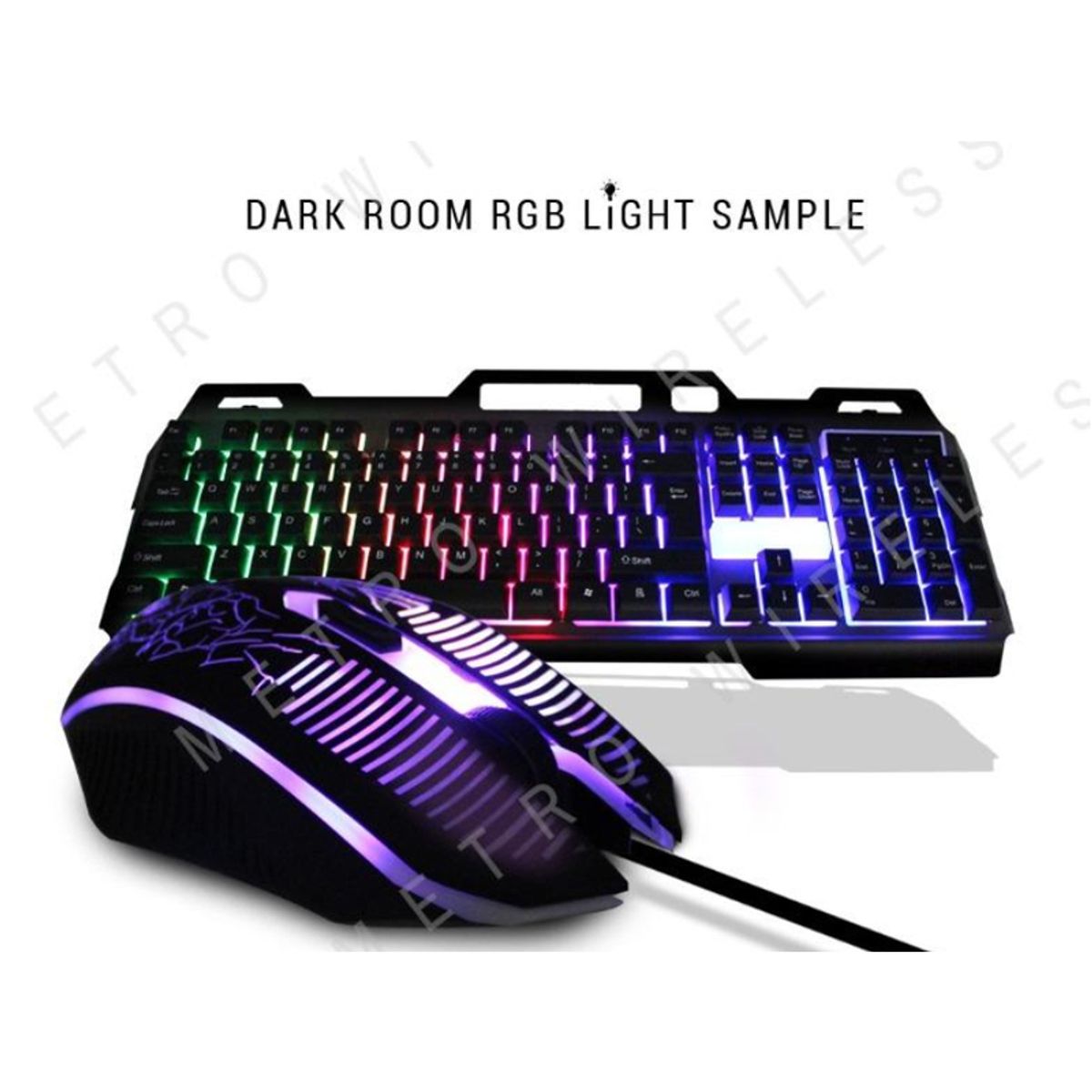 GENERICO - Kit Gamer Teclado Metálico y Mouse RGB + Lentes filtro luz Azul