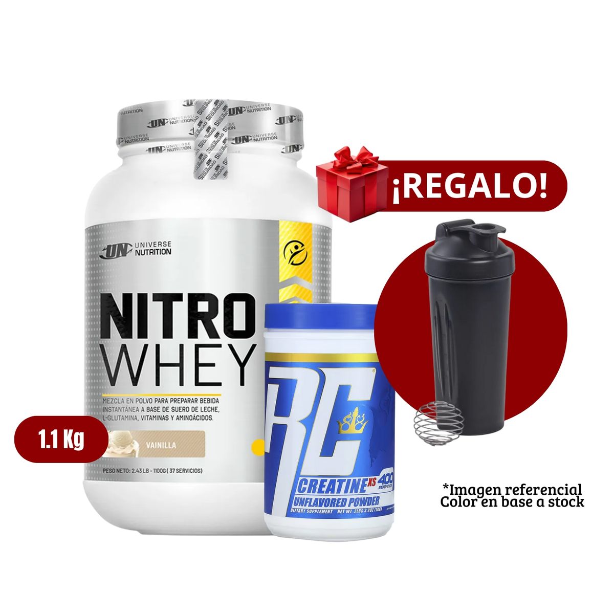UNIVERSE NUTRITION - Proteína Nitro Whey 11Kg Vainilla+Ronnie Coleman 1 Kg+Shaker