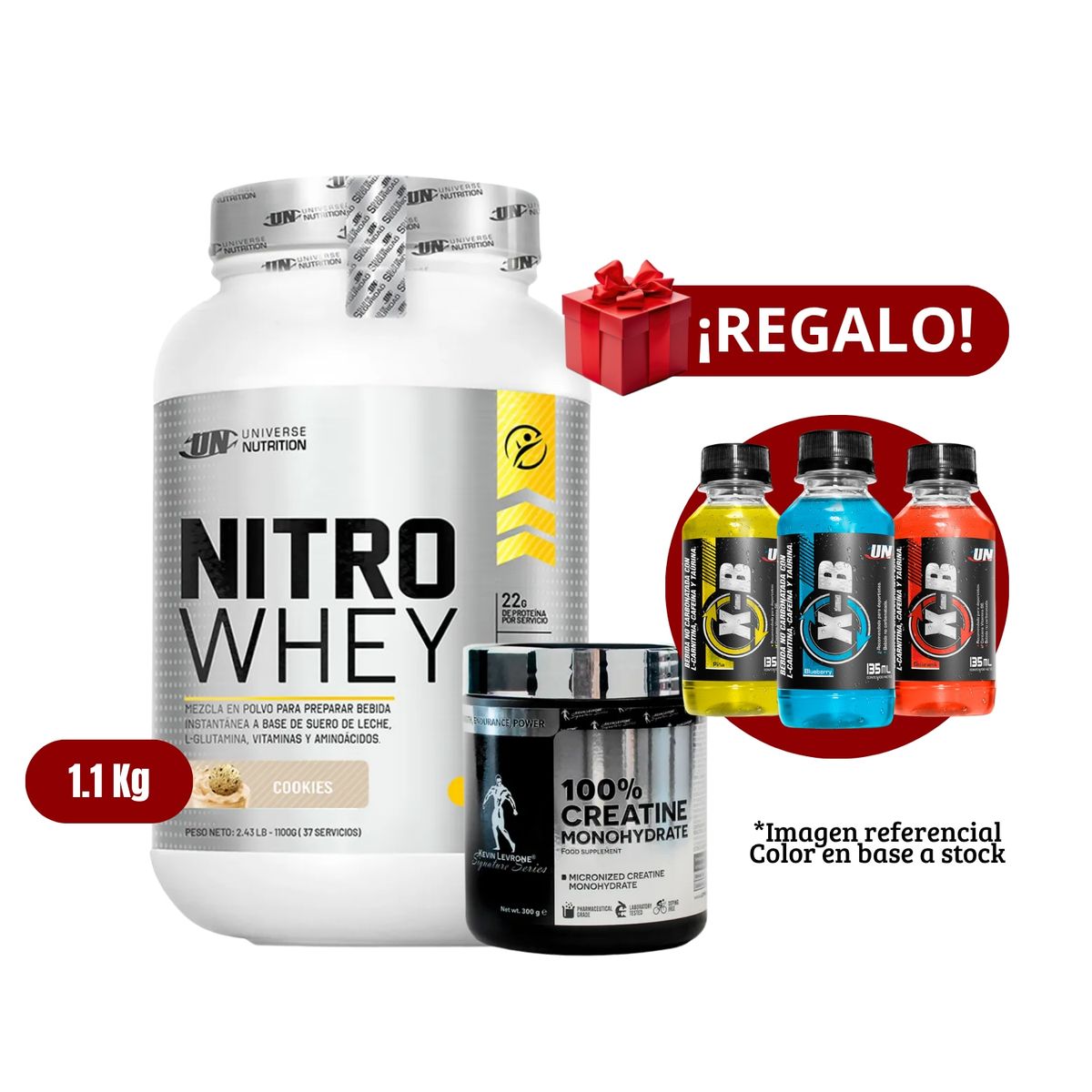 UNIVERSE NUTRITION - Proteína Nitro Whey 11Kg Cookies+Kevine Levrone 300g+XB